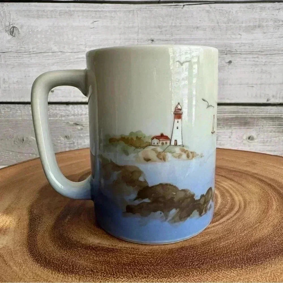 Vintage Otagiri  Japan Coffee Mug Sail Boat Nautical - Picture 1 of 7
